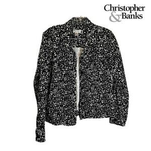 Christopher & Banks Women's Collared Button Front Long-sleeved Jacket‎